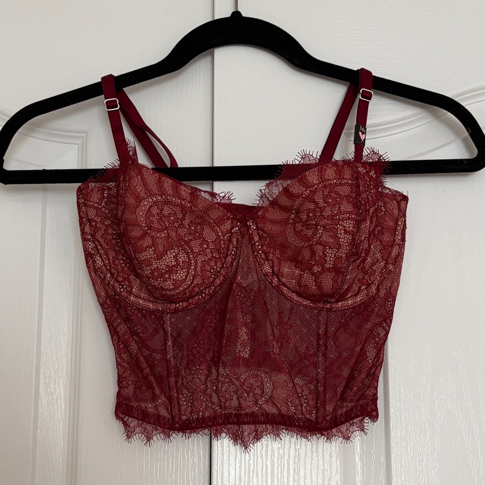 Victoria's Secret Wine Lace Bustier Bralette